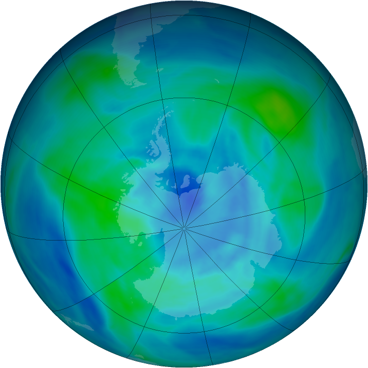 Antarctic ozone map for 16 March 2005
